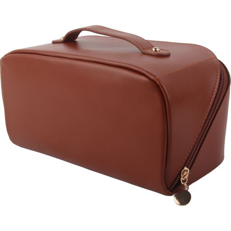 Trousse de toilette Organ Pillow pour maquillage, rangement pour la maison et les voyages, produits de lessive, grande capacité, caramel moka