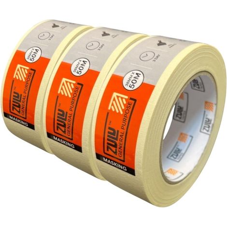 Zulu Premium Painters Beige Masking Tape (L)50m (W)38mm, Pack of 3 (1/2)