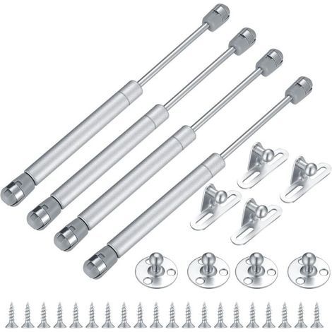 Kit de vérin à gaz 4 pièces, support de vérin à ressort à gaz, 100N/10KG, armoire de cuisine, armoire, porte d'armoire, fermeture douce, ressort à gaz, amortisseur, charnière, rabat, raccords de porte (1/5)