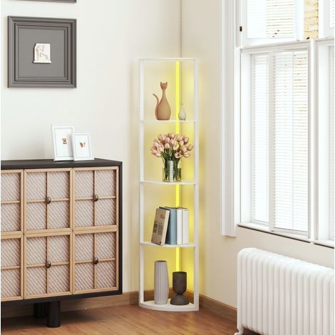 Lampadaire LED RGB avec étagère à 5 niveaux, variateur et télécommande, blanc OKMYHOME (1/5)