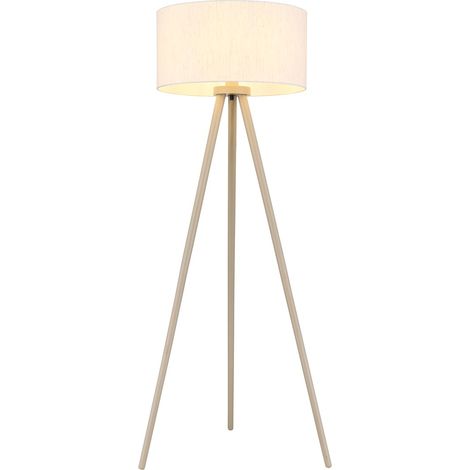 Stehleuchte Stehlampe Wohnzimmerlampe Standlampe Fußschalter Sand Holz H 148 cm (1/5)