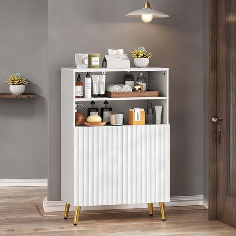 Armoire de rangement coloris blanc en mDF métal 60 x 31,8 x 93 cm (1/5)