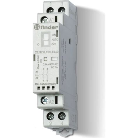 Contattore modulare 25 a tipo 22.32 2 contatti 17.5 mm finder 223202304520