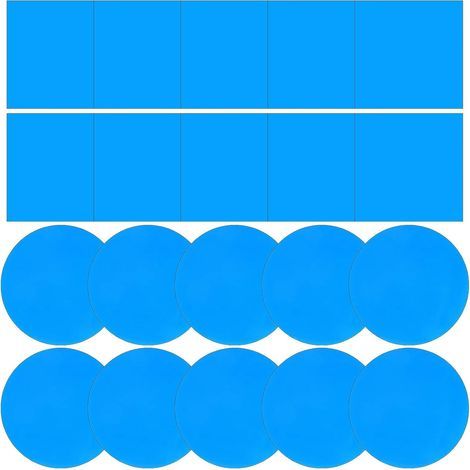 20 PCS Rustine pour Piscine, Patchs de Réparation de Piscine en Vinyle Kit de Réparation de Piscine Liner Auto adhésif en PVC pour Tente Spa château Gonflable 10 Carrés + 10 Cercles Bleu
