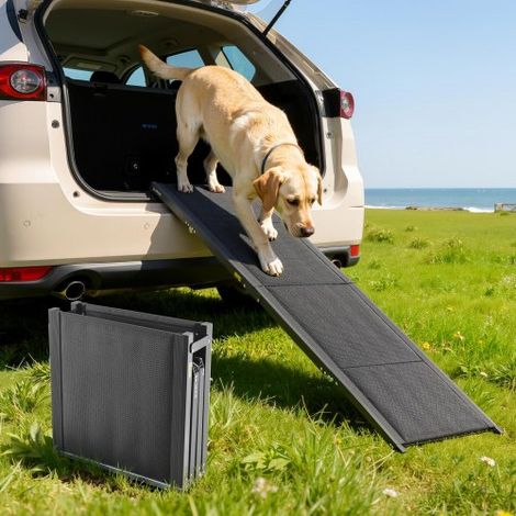 Rampa para Perros para Coche, 160 x 43,2 cm, Plegable, para Perros Medianos y Grandes de hasta 113 kg, con Superficie Tela Oxford Antideslizante, Portátil, para Exteriores, SUV y Camiones (1/5)
