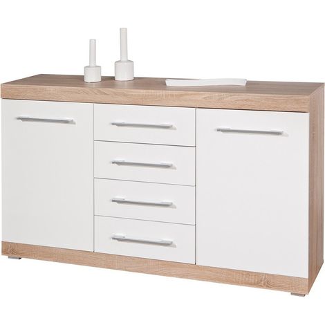 Kit Mobile Madia Buffet Lublin 4C+2A Rovere/Bianco Laccato (1/3)