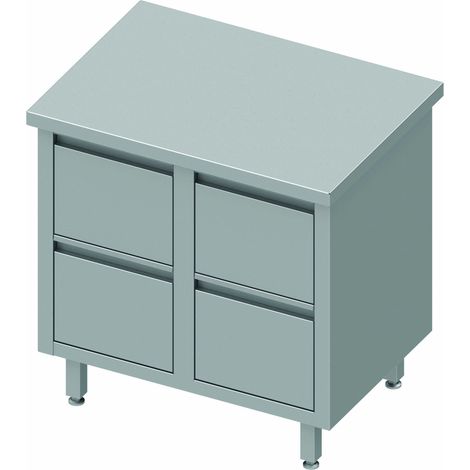 Meuble Bas Cuisine Inox - Sans Dosseret & 4 Tiroirs - Gamme 600 - Stalgast