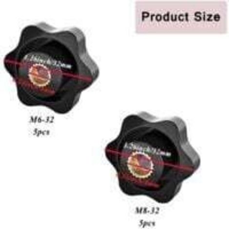 Bouton de Serrage M6, Ecrou Étoile, Écrou De Serrage M8, Bouton de Serrage à Filetage Moleté, Étoile Tête Écrous De Serrage Bouton, pour les Mécaniques,L'industrie,Mobilier,Équipements,10 Pack (1/5)