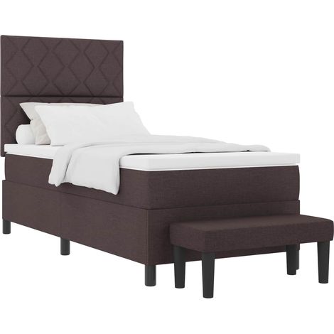 Box Spring Bed Dark brown 90 x 190 cm Fabric & Engineered wood vidaXL (1/5)