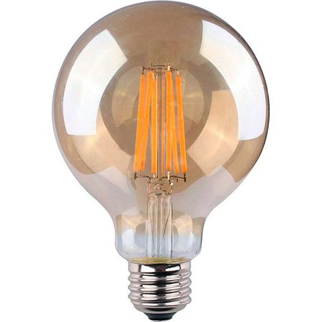Bombilla de globo con filamento de led, cristal vintage e27 8 w 720 lm 2000 k luz calida ø12,5 x 17 cm (1/4)