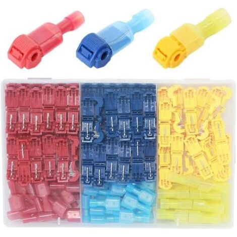 140Pcs Connecteur de fil T-Connecto rapide de cosse électrique,Convient pour un jeu de fils de 0.5-4.0mm²,connecteur de type T,adapté au câblage de downlight,de voiture et de moto. (1/5)