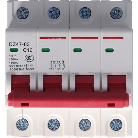 Disjoncteur 4P Mini 16A 400V Protection Surcharge Court-Circuit Domestique (1/5)