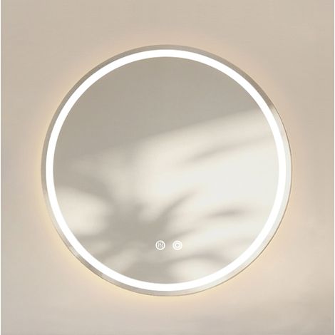 Specchio da bagno rotondo 60x60 cm con illuminazione LED, antinebbia, 3 tonalità, argentato HAVRYA (1/3)
