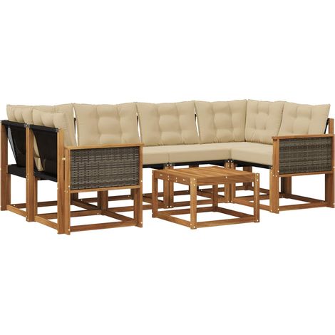 Outdoor Sofa Set with Cushion 7 pcs Natural and Beige vidaXL (1/5)