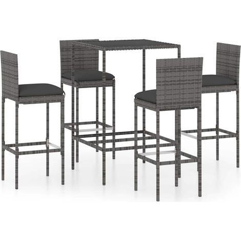 Maison Exclusive - Mesa y taburetes altos jardín 5 piezas ratán s (1/5)
