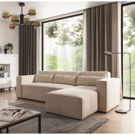 Ecksofa Schlafsofa WALDO Stoff Brooklyn Pearl Ottomane Rechts (1/5)