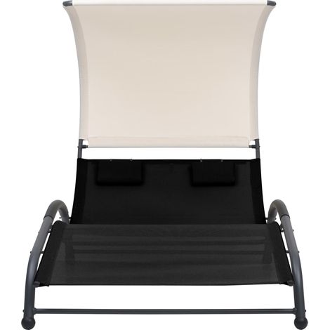 Maison Exclusive - Lettino Prendisole Doppio con Baldacchino in Textilene Nero