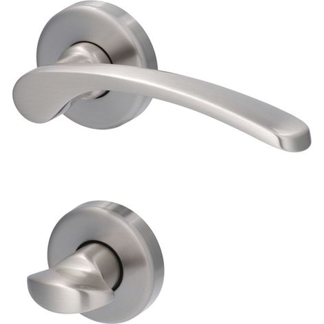 Alpertec WC-Rosettengarnitur Amos Messing silber rund Beschläge