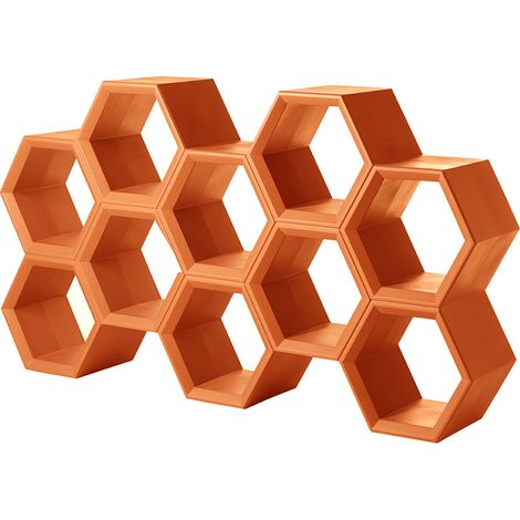 Hexa Arancione libreria a parete scaffali ripiani originale Slide di design moderna colorata made in Italy modulare