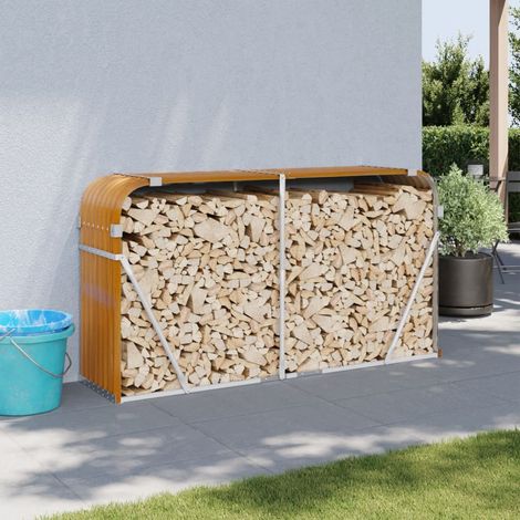 Kaminholzunterstand Holzoptik 180x45x100 cm Verzinkter Stahl