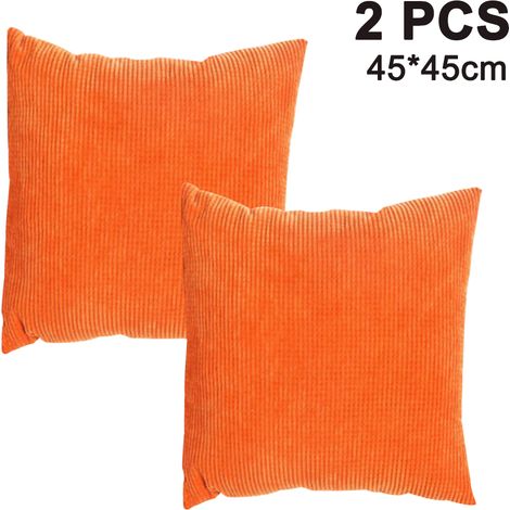 Set aus zwei dekorativen quadratischen Kissenbezügen aus weichem Cord, geeignet für Sofas, Betten, Stühle und andere Einrichtungsgegenstände. (1/5)