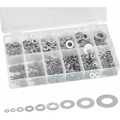 800 pièces en boîte M2-M12 matériel de remplacement de joint de rondelle plate en acier inoxydabledurable (1/5)