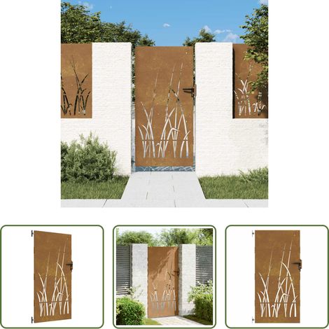 vidaXL Cortenstahl - Gartentor 85x200 cm Cortenstahl Gras-Design (1/5)