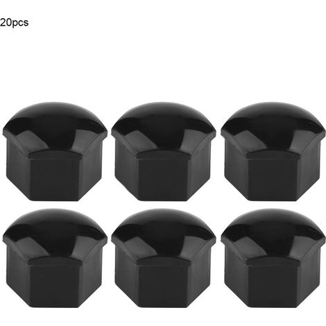 20 pièces cache-écrous pour roue voiture 19 mm, bouchons de vis moyeu automobile, protection extérieure jantes boulons noir (1/5)