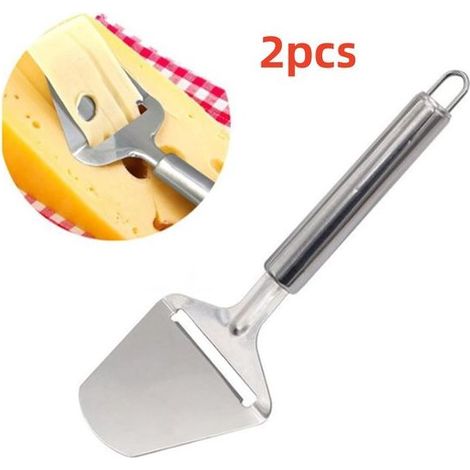 Lot de 2 Trancheurs à Fromage en Acier Inoxydable, Coupe-Légumes Manuel Antiadhésif Argenté, Ustensile de Cuisine Polyvalent pour Fromage et Cuisson (1/5)