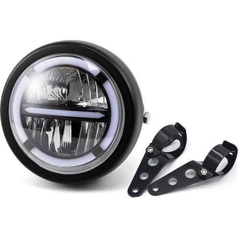 Phare avant LED de 6,46 pouces pour moto Cafe Racer, bobber, Chopper avec DRL (1/5)