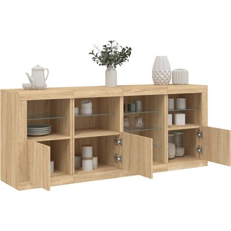 Sideboard mit LED-Leuchten Sonoma-Eiche 164x37x67 cm