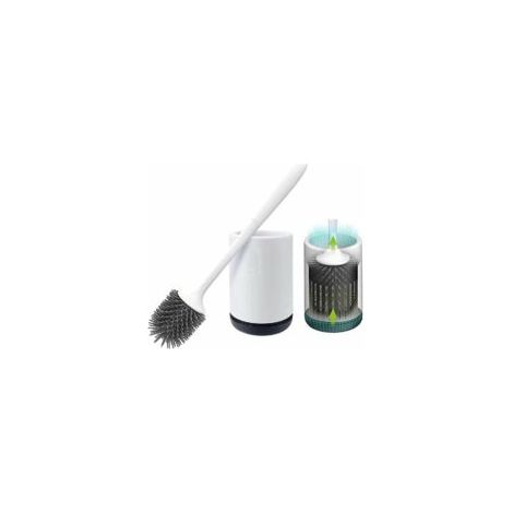 WC-Bürste, antibakterielle Silikon-WC-Bürste, WC-Bürsten-Set mit langem Griff und hygienischem Halter (Bodenbeläge) - Crezuo