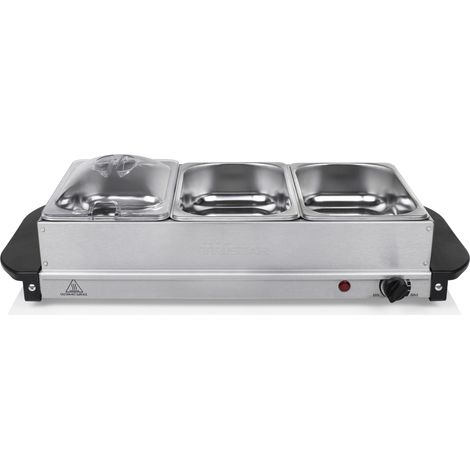 Chauffe-buffet en acier inoxydable 4.2L – Thermostat réglable – 200W – Plaque chauffante avec couvercles – Idéal pour fêtes – Tristar (1/5)