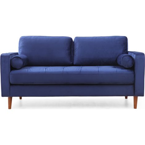 Canapé 2 places velours bleu Romuza 175cm (1/5)