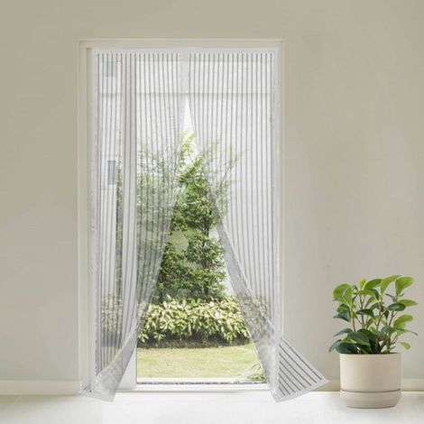 Zanzariera calamitata 90x210 cm a 2 pannelli - Tenda magnetica per porte, finestre e balcone - Colore Bianco (1/5)