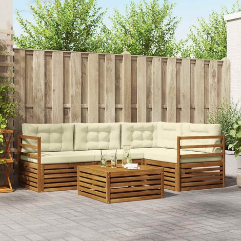 vidaXL Outdoor-Sofagarnitur mit Kissen 5 pcs Natur und Creme (1/5)