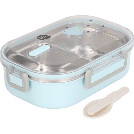 Boîte Bento Isotherme Acier Inox 304 Compartiments Imperméable Style Illustration Poisson Bleu Transparent pour Enfants École (1/5)