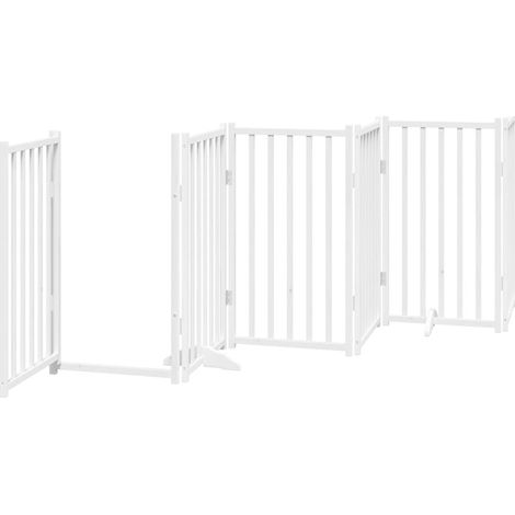 Barrière de sécurité pour chien animaux de compagnie porte pliable 12 panneaux bois de peuplier blanc (1/5)