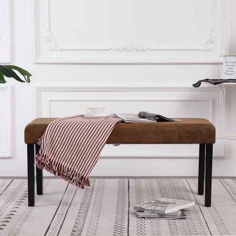 vidaXL Panca 106 cm Marrone in Pelle Scamosciata Artificiale (1/5)