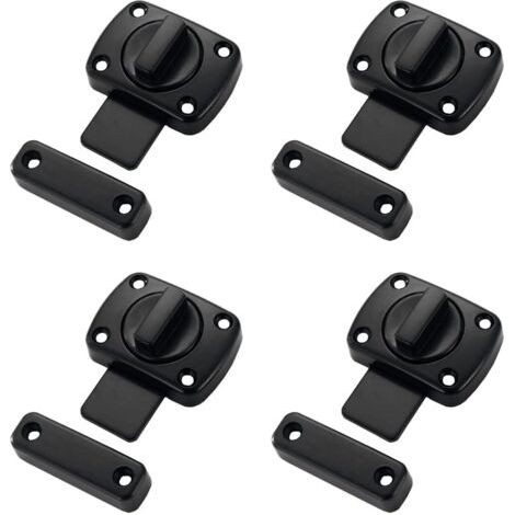 Verrou Loquet pour Porte 55x40mm et Fenêtre Moraillon en Alliage de Zinc Coulissante Serrure pour Porte et Fenêtre Placard Noir Mat 4 Pièces (1/5)