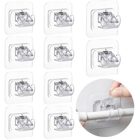 10 Pièces Support de Tringle à Rideau Tringle à Rideau Réglable de Tringle à Rideaux Auto Adhésifs pour Rideaux Suspendus (1/5)