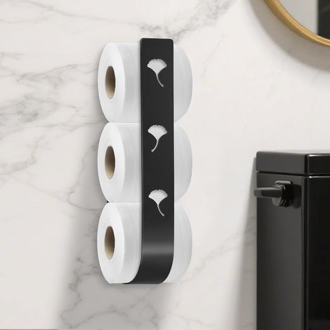 2 pièces Rangement de Papier Toilette, Support de Papier Toilette sans percer, pour 3 Rouleaux pour Salle de Bain Murale (1/5)