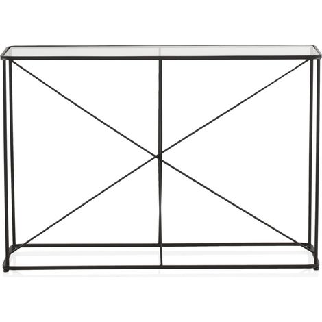 Console en métal noir avec plateau en verre (1/5)