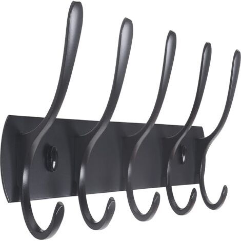 Moderne, robuste Wandgarderobe mit 5 Haken aus Metall zum Aufhängen von Kleidung, Mänteln und Hüten.