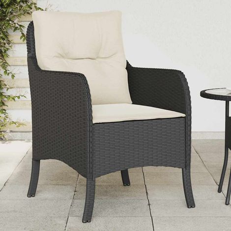Lot de 2 Chaises de Jardin en Résine Tressée avec Coussins Noir et Blanc Crème, 15.5kg - PANGIVO (1/5)