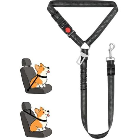 OFFCUP 2 Pièces de Protection de Chien pour Voiture, 2-1 Protection de Sécurité de Chien avec Boucle Universelle 360° Anti-Verwicklungs-Schließe Protection de Sécurité de Voiture pour Chien de Protect