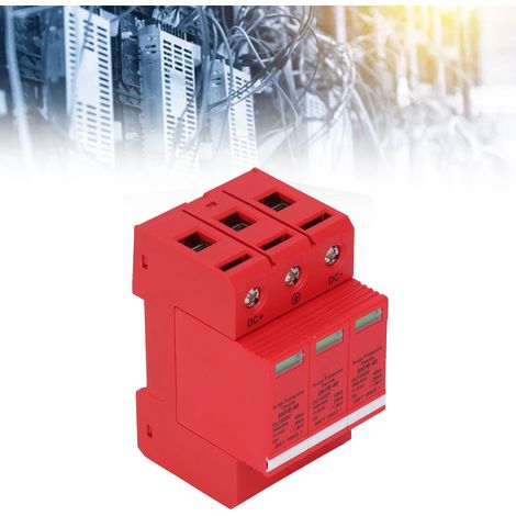 SNYE-40 Parafoudre orange-rouge 40 kA pour boîtiers de distribution d'énergie photovoltaïque, armoires, coffrets de compteurs, boîtiers de jonction 1000 V CC - Parafoudre tripolaire (1/5)
