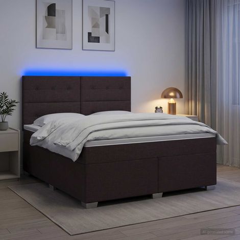 vidaXL Cama box spring con colchón Marrón Oscuro 140 x 200 cm Tela (1/5)