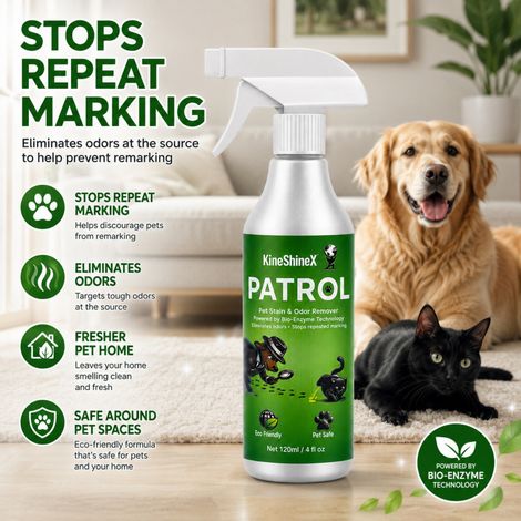 KineShineX Flecken- und Geruchsreinigungsspray für Haustiere - Reinigt Urin- und Kotflecken von Katzen und Hunden, Teppiche, Sofas und Haustierbetten. (1/5)