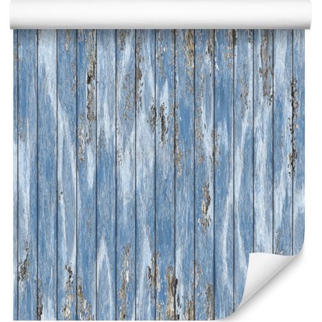 Papier peint à motif de planches de bois bleu vintage 50x1000 cm (1/5)